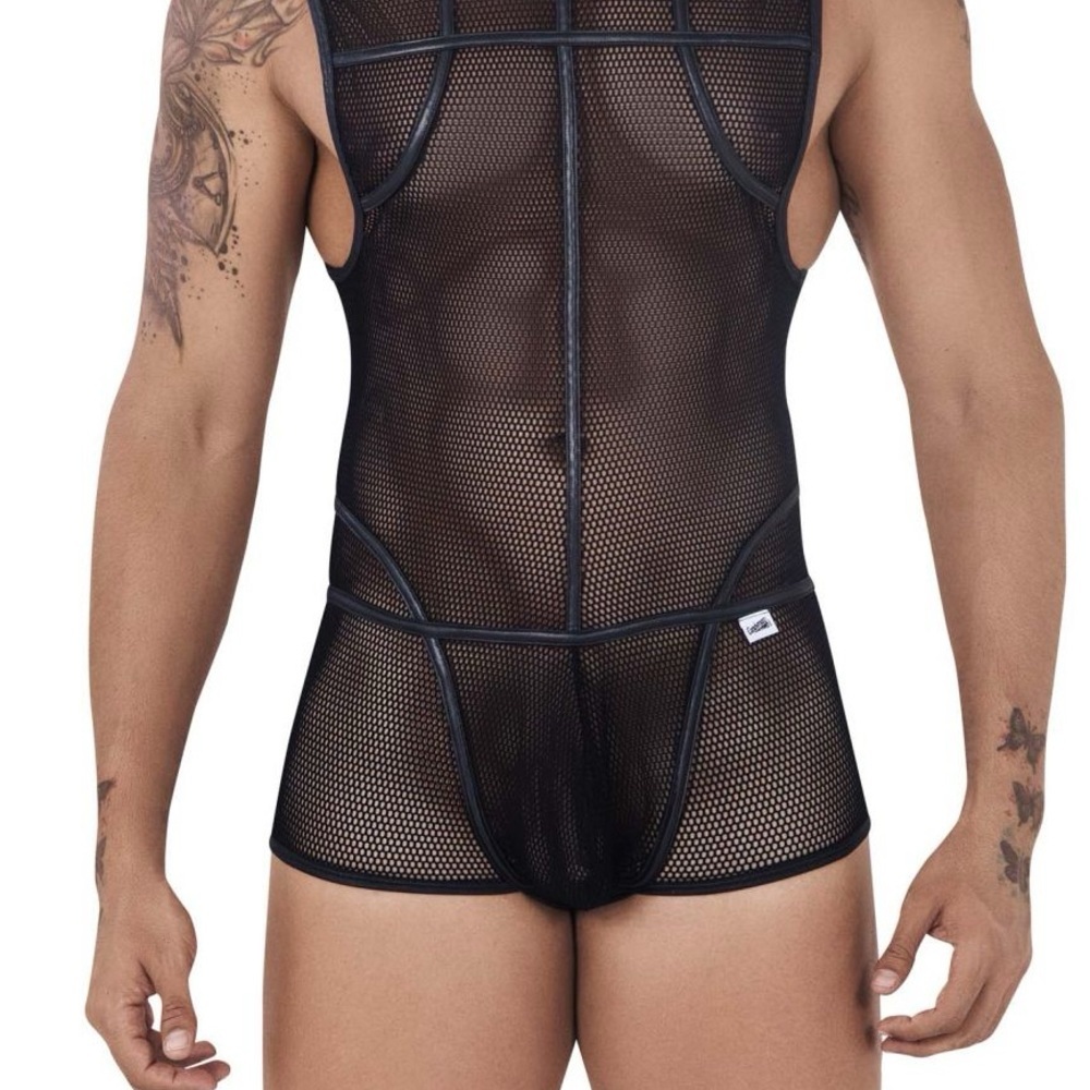 CandyMan 99528 Mesh Bodysuit Trunks Color Black. LG/XL - Picture 3 of 5